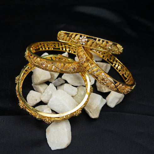 American Diamond Golden Bangles - D94-1